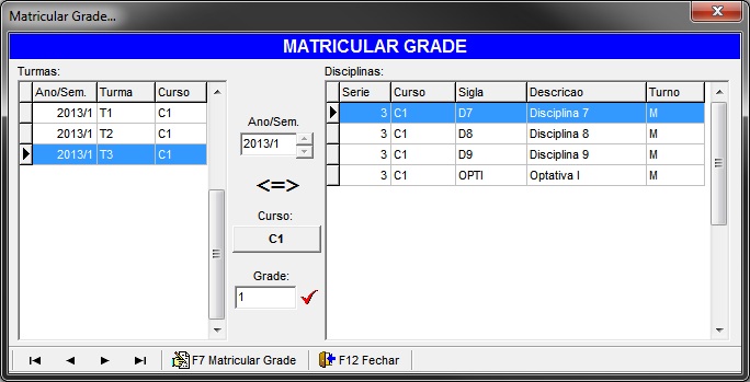 Matricular Grade